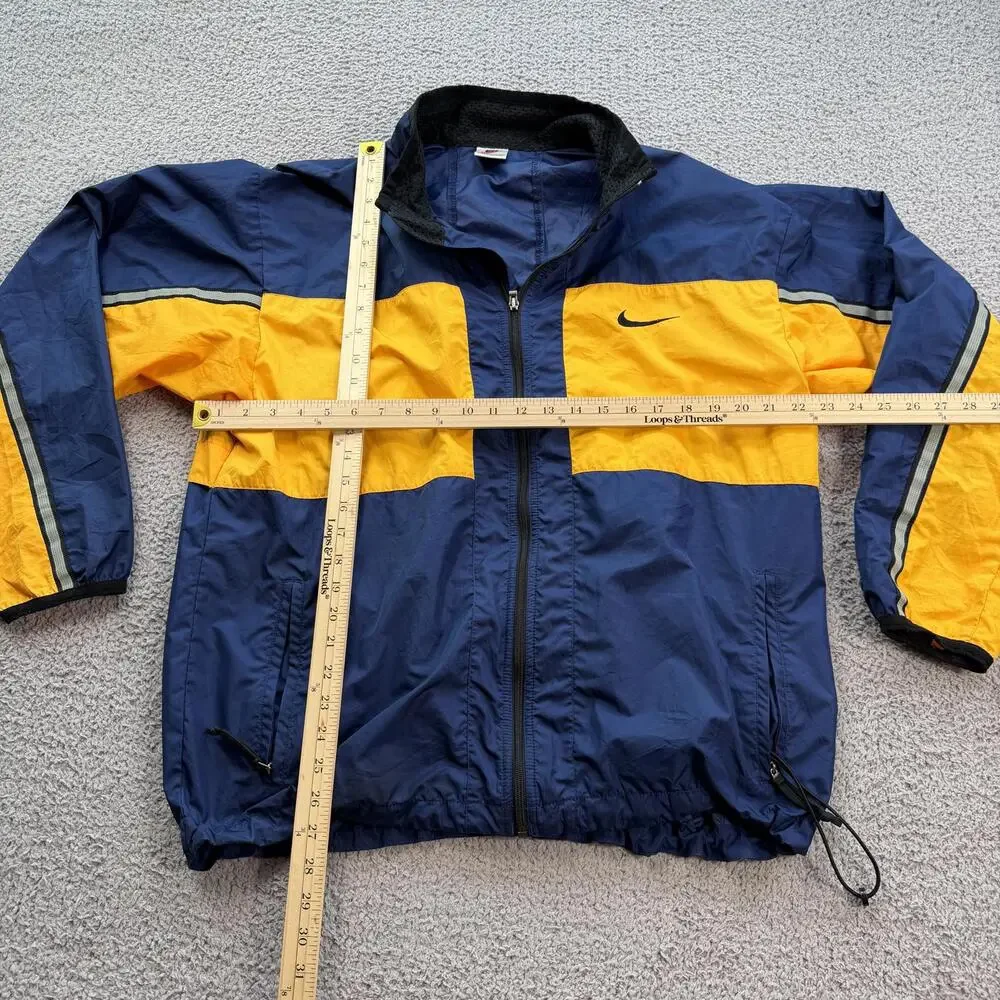 Vintage 90s Nike Clima Fit Windbreaker Jacket Navy Swoosh Zip Up Mens Large